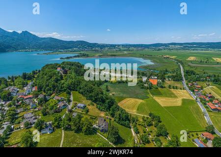 Die Gemeinde Kochel am See in Oberbayern im Luftbild Ausblick auf Kochel am See in der Region Tölzer Land am bayeris Kochel am See Bayern Deutschland Stockfoto