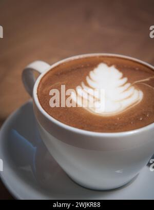 Close-up of Foam Art on Caffe Latte, Studio Shot Stockfoto