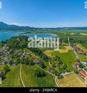 Die Gemeinde Kochel am See in Oberbayern im Luftbild Ausblick auf Kochel am See in der Region Tölzer Land am bayeris Kochel am See Bayern Deutschland Stockfoto