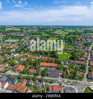 Luftaufnahme der Stadt Dorfen im oberbayerischen Isental Ausblick auf Dorfen im Landkreis Erding in Oberbayern Dorfen Bayern Deutschland *** Aerial VI Stockfoto