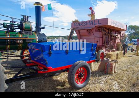 Vintage, Dreschen, Demonstration, St. George, Conwy, Nordwales, Vereinigtes Königreich. Stockfoto