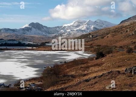 Yr Wyddfa, (Snowdon) Llyn Mymbyr, Capel Curig, Gwynedd, Nordwales, Vereinigtes Königreich. Stockfoto