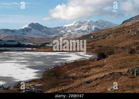 Yr Wyddfa, (Snowdon) Llyn Mymbyr, Capel Curig, Gwynedd, Nordwales, Vereinigtes Königreich. Stockfoto