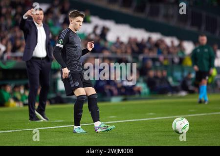 Sevilla, Spanien. Februar 2024. Mauro Perkovic (39) von Dinamo Zagreb während des Spiels der UEFA Conference League zwischen Real Betis und Dinamo Zagreb im Estadio Benito Villamarin in Sevilla. (Foto: Gonzales Photo/Alamy Live News Stockfoto