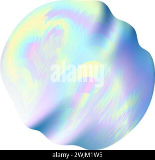Farbenfrohe Vaporwave mit abstrakter Ballform und holografischer Struktur auf violettem und rosafarbenem Hintergrund Stock Vektor