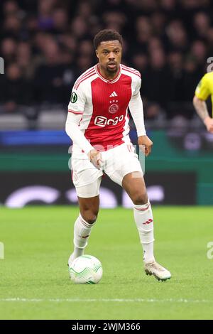 Amsterdam, Niederlande. Februar 2024. AMSTERDAM, NIEDERLANDE - 15. FEBRUAR: Chuba Akpom von AFC Ajax während des Play-offs-Spiels zwischen AFC Ajax und FK Bodo/Glimt in der Johan Cruijff Arena am 15. Februar 2024 in Amsterdam. (Foto: Ben Gal/Orange Pictures) Credit: Orange Pics BV/Alamy Live News Stockfoto