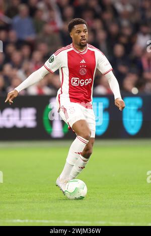 Amsterdam, Niederlande. Februar 2024. AMSTERDAM, NIEDERLANDE - 15. FEBRUAR: Chuba Akpom von AFC Ajax während des Play-offs-Spiels zwischen AFC Ajax und FK Bodo/Glimt in der Johan Cruijff Arena am 15. Februar 2024 in Amsterdam. (Foto: Ben Gal/Orange Pictures) Credit: Orange Pics BV/Alamy Live News Stockfoto