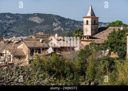 Dorf Biniaraix, im Sollertal, Naturgebiet der Serra de Tramuntana. Mallorca, Balearen, Spanien Stockfoto