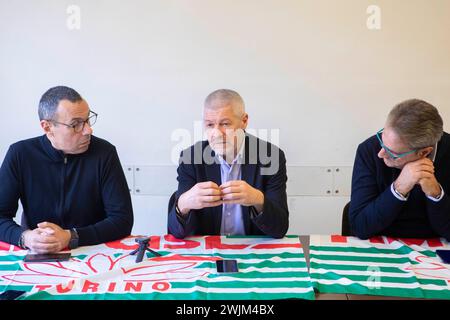 Foto Andrea Alfano/LaPresse 16 Febbraio 2024, Turin, Italia - Cronaca - Turin, Stellantis: Conferenza stampa segretario nazionale FIM-Cisl, Ferdinando Uliano per Fare il punto su Mirafiori - Nella foto: UN momento della conferenza stampa. 16. Februar 2024, Turin, Italien - Nachrichten - Turin, Stellantis: Pressekonferenz von Ferdinando Uliano Generalsekretär von FIM-Cisl, Bericht über Mirafiori - im Bild: Ein Moment der Veranstaltung. Quelle: LaPresse/Alamy Live News Stockfoto