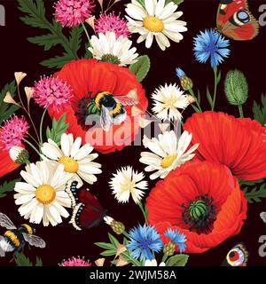 Wiese blüht nahtlos Stock Vektor