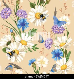 Wiese blüht nahtlos Stock Vektor