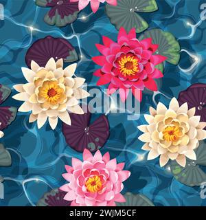 Nahtlose Karpfen und Lotus Stock Vektor