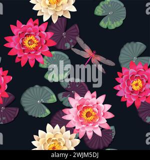 Nahtlose Karpfen und Lotus Stock Vektor