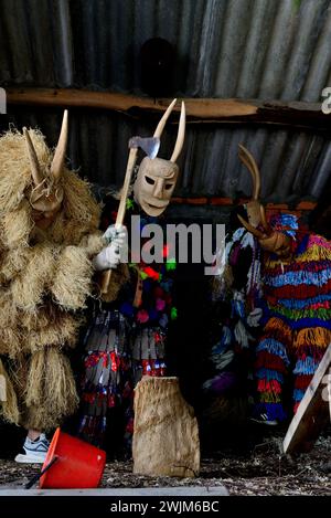 Caretos of Lazarim (Lamego) in Vibo Maske von Vilariño de Conso, Ourense, Spanien Stockfoto