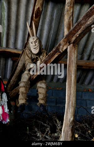 Caretos of Lazarim (Lamego) in Vibo Maske von Vilariño de Conso, Ourense, Spanien Stockfoto