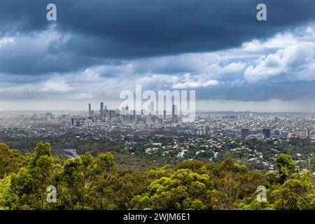 Fernsicht auf Brisbane mit Skyline und Skyscraper, Queensland, Australien. Stockfoto