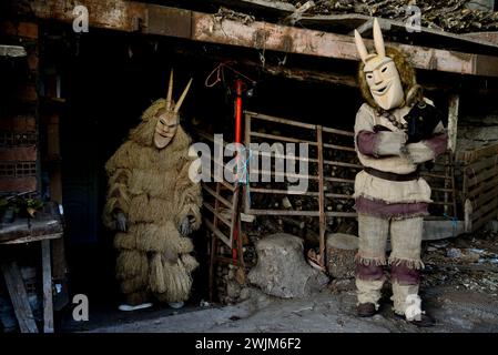 Caretos of Lazarim (Lamego) in Vibo Maske von Vilariño de Conso, Ourense, Spanien Stockfoto