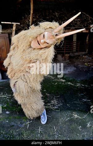 Caretos of Lazarim (Lamego) in Vibo Maske von Vilariño de Conso, Ourense, Spanien Stockfoto