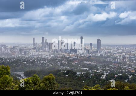 Fernsicht auf Brisbane mit Skyline und Skyscraper, Queensland, Australien. Stockfoto