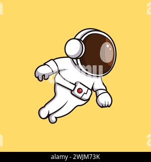 Flache Art netter Astronaut fliegende Zeichentrickgrafik Vektor Icon Illustration. Vektor-Illustration für Spaceman-Zeichen. Konzept der Science Technology Icon. Entzückend Stock Vektor