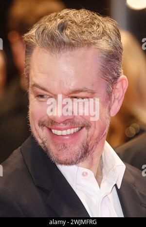 Berlin, Deutschland. Februar 2024. Der US-amerikanische Schauspieler Matt Damon besucht am Donnerstag, den 15. Februar 2024, die 74. Berliner Filmfestspiele in Berlin. Foto: Rune Hellestad/ Credit: UPI/Alamy Live News Stockfoto