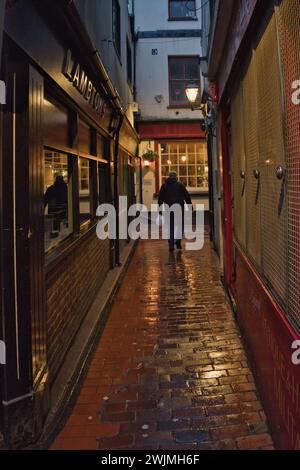 Die Lanes in Brighton in der Abenddämmerung im Winter Stockfoto