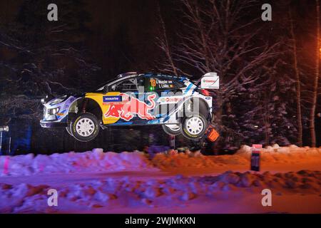 Umea, Schweden. Februar 2024. Fahrer Gregoire Munster und Louis Louka vom Team M-Sport Ford World Rally1 Hybrid treten bei der FIA World RallyChampionship WRC Rally1 Schweden an. (Foto: Luca Barsali/SOPA Images/SIPA USA) Credit: SIPA USA/Alamy Live News Stockfoto