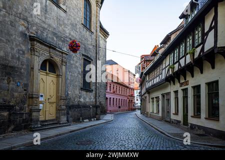 Historische Altstadt von Quedlinburg. Stockfoto