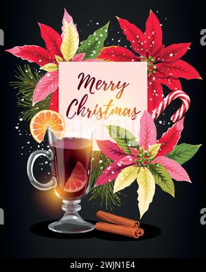 Winterkarte mit Glühwein Stock Vektor