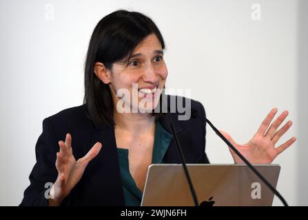 Italien, Rom, 16. Februar 2024: Elly Schlein, Sekretärin der Demokratischen Partei, während der Konferenz über die Zukunft der Landwirtschaft Foto © Fabio Cimaglia/Sintesi/Alamy Live News Stockfoto