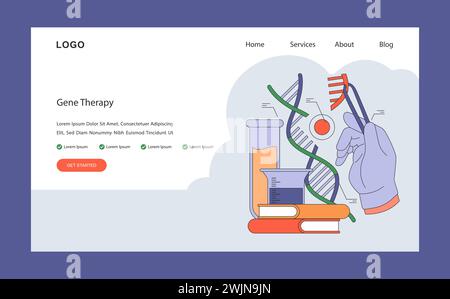 Genetisches Vortriebskonzept. Gentherapie mit gezielter DNA-Manipulation für die Krankheitsbehandlung. Pionierarbeit in der genetischen Medizin. Illustration des flachen Vektors. Stock Vektor