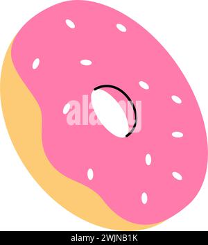 Süßer Donut mit Streuseln. Bäckerei, süßes Gebäck. Vektorabbildung. Stock Vektor