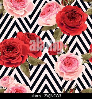Nahtloses Muster mit geschliffenen Rosen Stock Vektor