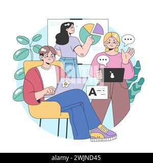 Die Idee des dritten Platzes. Soziale Umgebung, getrennt von Zuhause und Arbeitsplatz. Community Life Building, People Interaction und Kommunikationszone. Illustration des flachen Vektors Stock Vektor