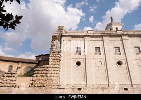 Ruinen der Stiftskirche Santa María la Mayor (13. Jahrhundert). Valladolid. Campiña del Pisuerga. Provinz Valladolid. Kastilien und León Co Stockfoto