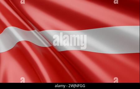 Waving Austria Flag Satin Stoff – 3D Illustration Render Stockfoto