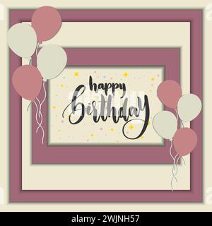 Farbige mehrschichtige Happy Birthday Einladungskarte Vektor Stock Vektor
