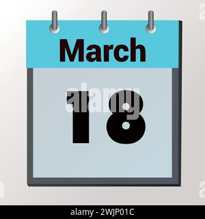 Tag im Kalender, Vektorbildformat, 18. März Stock Vektor