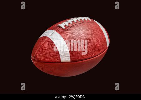 College-Style Lederfußball isoliert auf schwarzem Hintergrund Stockfoto