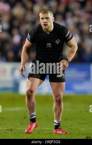 St Helens, Großbritannien. Februar 2024. Sam Davis von London Broncos während des Spiels der Betfred Super League Runde 1 St Helens gegen London Broncos im Totally Wicked Stadium, St Helens, Vereinigtes Königreich, 16. Februar 2024 (Foto: Steve Flynn/News Images) in St Helens, Vereinigtes Königreich am 16. Februar 2024. (Foto: Steve Flynn/News Images/SIPA USA) Credit: SIPA USA/Alamy Live News Stockfoto