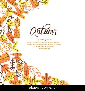 Herbstplakat mit herabfallenden Blättern. Platz für Text. Vektor abstrakte Herbstblatt-Illustration Stock Vektor