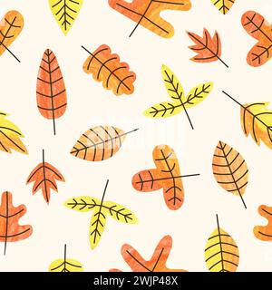 Der Herbst hinterlässt ein nahtloses Muster. Vektor bunter Herbsthintergrund mit abstrakten Karikaturblättern Stock Vektor
