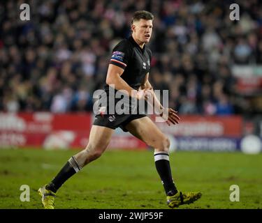 St Helens, Großbritannien. Februar 2024. Rhys Kennedy von London Broncos während des Spiels der Betfred Super League Runde 1 St Helens gegen London Broncos im Totally Wicked Stadium, St Helens, Vereinigtes Königreich, 16. Februar 2024 (Foto: Steve Flynn/News Images) in St Helens, Vereinigtes Königreich am 16. Februar 2024. (Foto: Steve Flynn/News Images/SIPA USA) Credit: SIPA USA/Alamy Live News Stockfoto