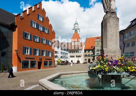 Rathaus und Münster, Ueberlingen, Bodensee, Baden-Württemberg, Deutschland Stockfoto