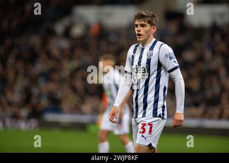 16. Februar 2024: The Hawthorns, West Bromwich, West Midlands, England; EFL Championship Football, West Bromwich Albion gegen Southampton; Tom Fellows von WBA Stockfoto