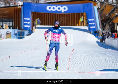 Minneapolis, Minnesota, USA. Februar 2024. Skifahrer nehmen am ersten Tag der COOP FIS Cross-Country-Weltmeisterschaft 2024 am 16. Februar 2024 in Minneapolis, Minnesota, Teil. USA. (Kreditbild: © Steven Garcia/ZUMA Press Wire) NUR REDAKTIONELLE VERWENDUNG! Nicht für kommerzielle ZWECKE! Stockfoto