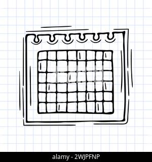 Handgezeichnetes Papierblatt. Symbol „Gliederung“. Skizzenstil. Karierter Hintergrund. Vektorabbildung Stock Vektor