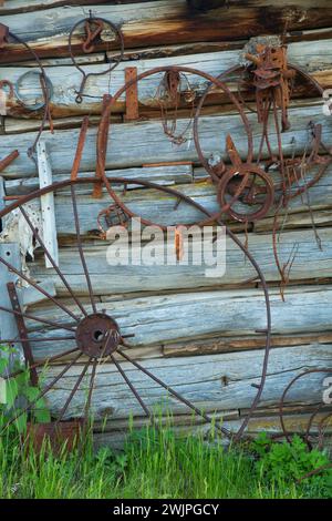 Lagergebäude/Tack Room Wall, Riddle Brothers Ranch National Historic District, Donner und Blitzen Wild and Scenic River, Oregon Stockfoto