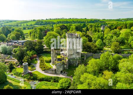 Blarney Castle, mittelalterliche Festung in Blarney, in der Nähe von Cork, bekannt für seinen legendären weltberühmten magischen Blarney Stone alias Stone of Eloquence, und reno Stockfoto