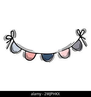 Handgezeichnete Festgirlande. Hochzeit, Geburtstag, Party, Jahrestag, Weihnachten. Skizze, Doodle. Vektorabbildung Stock Vektor